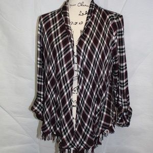 Woman's Plaid Fringed Poncho/Jacket
